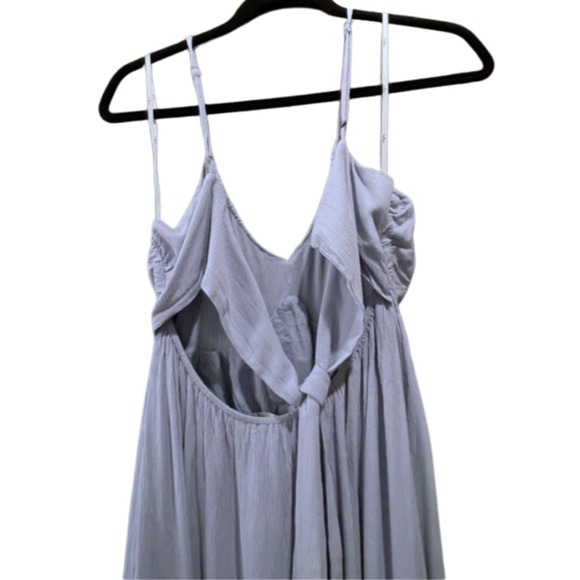 Lulu’s  Just Add Sunshine Light Blue Tie-Back Ruffled Maxi Dress SIZE SMALL - Picture 5 of 6